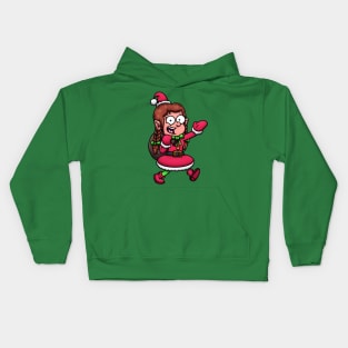 Cute Female Christmas Elf Carrying Bag Of Presents Kids Hoodie